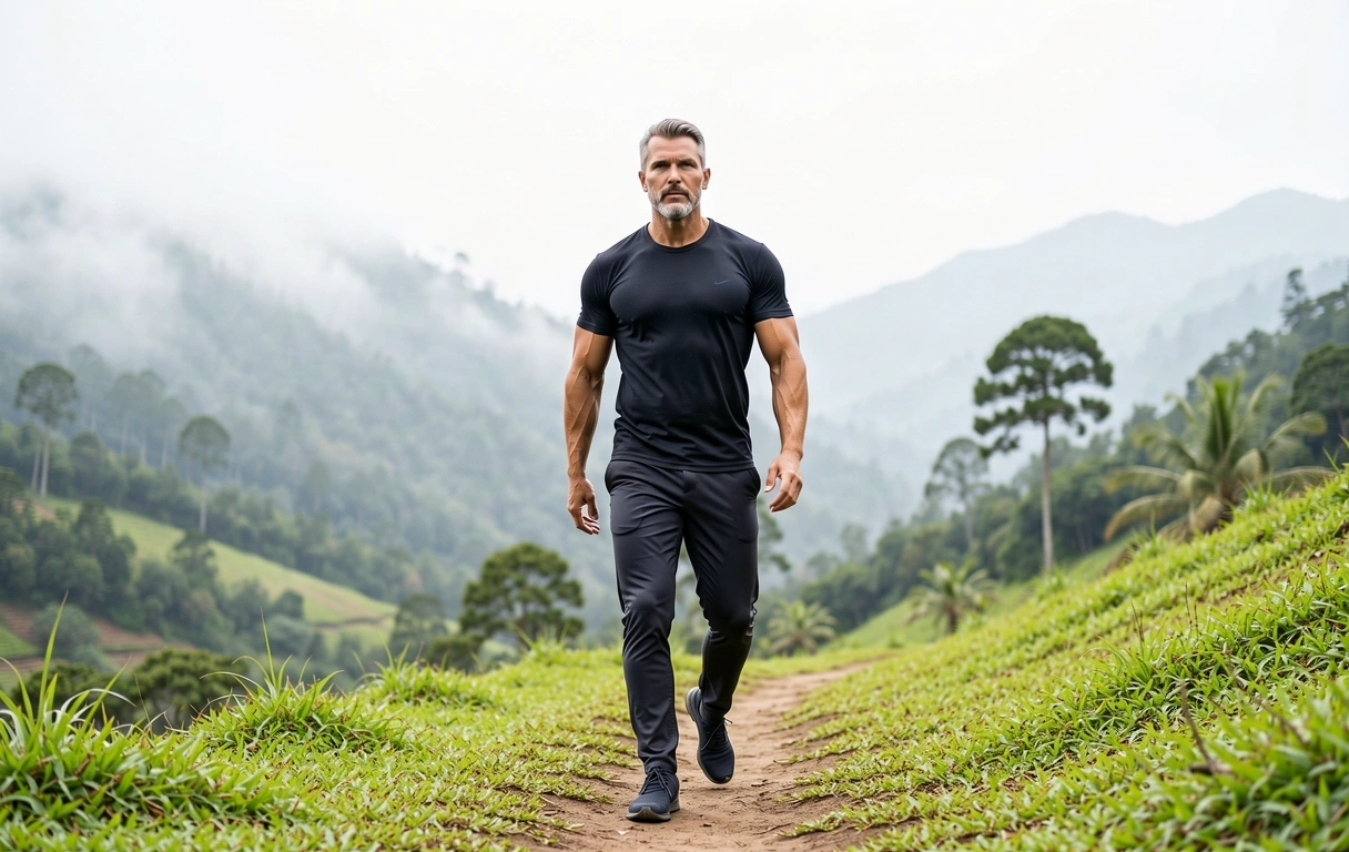 Active man in natural landscape